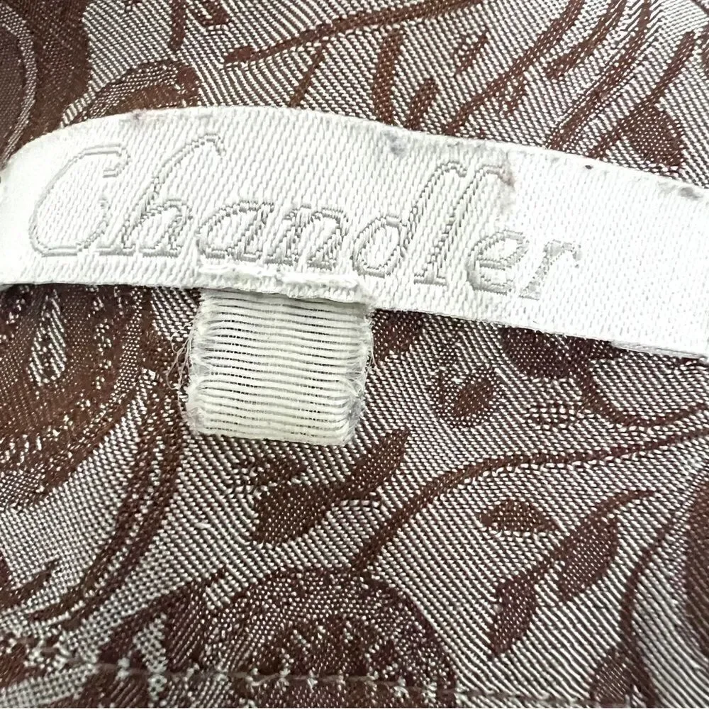 Vintage Chandler Ladies 2 Piece Pajama Set XL L Paisley Damask Cocoa Brown Aqua